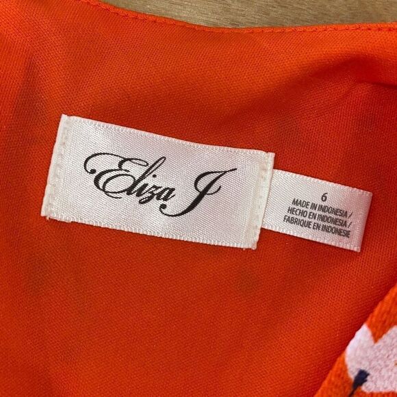 Eliza J Women's Tiered Formal Floral Soft Short Dress Red Orange Size 6 - Picture 9 of 12